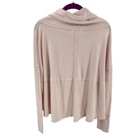 Free People Pink Sweater Cozy Time Funnel Large Cowl Neck Blush Oversized - Picture 8 of 16
